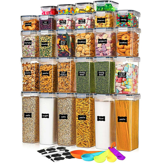 Airtight pantry container set, 28 pieces, various sizes