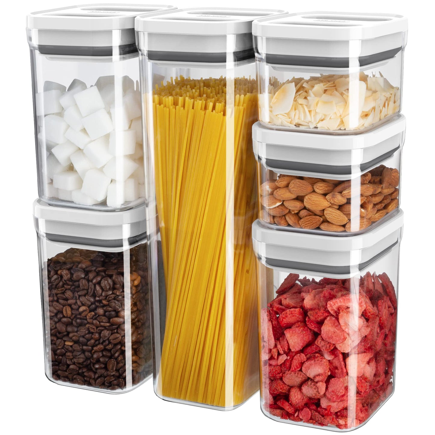 One-Touch Airtight Canister Set — 6 Piece, White